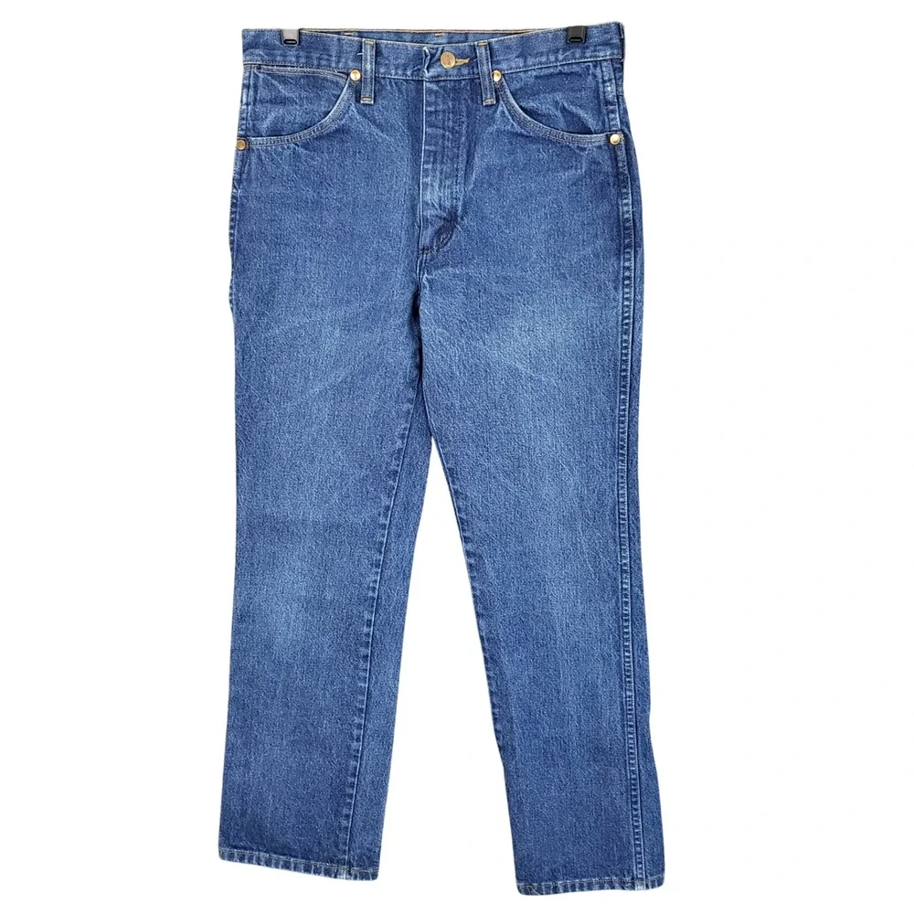 Vintage Wrangler Jeans‎ Straight Leg Blue Mens Size 33x30 Fits 30x28 USA Made